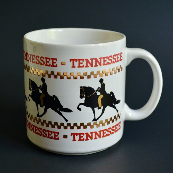 Tennessee Coffee Mug Black Horses Vintage Ceramic - Picture 1 of 6